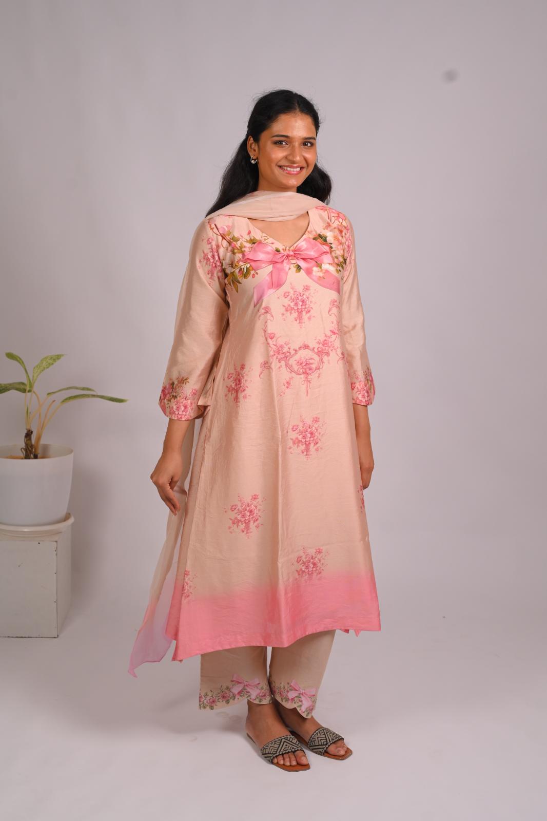 Clementine Whispers Kurta Set With Dupatta