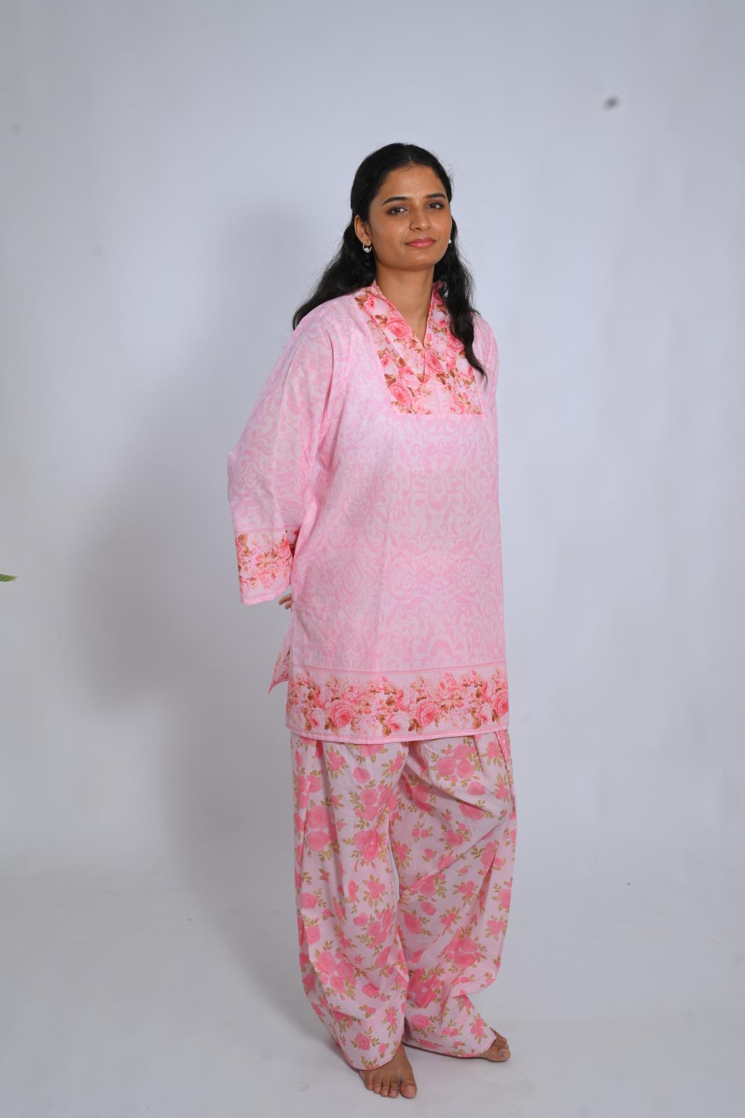 Blush Bouquet short top with Farshi Salwar