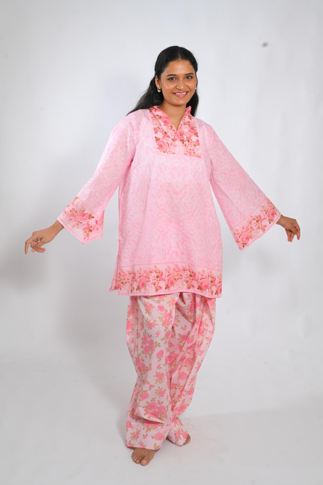 Blush Bouquet short top with Farshi Salwar