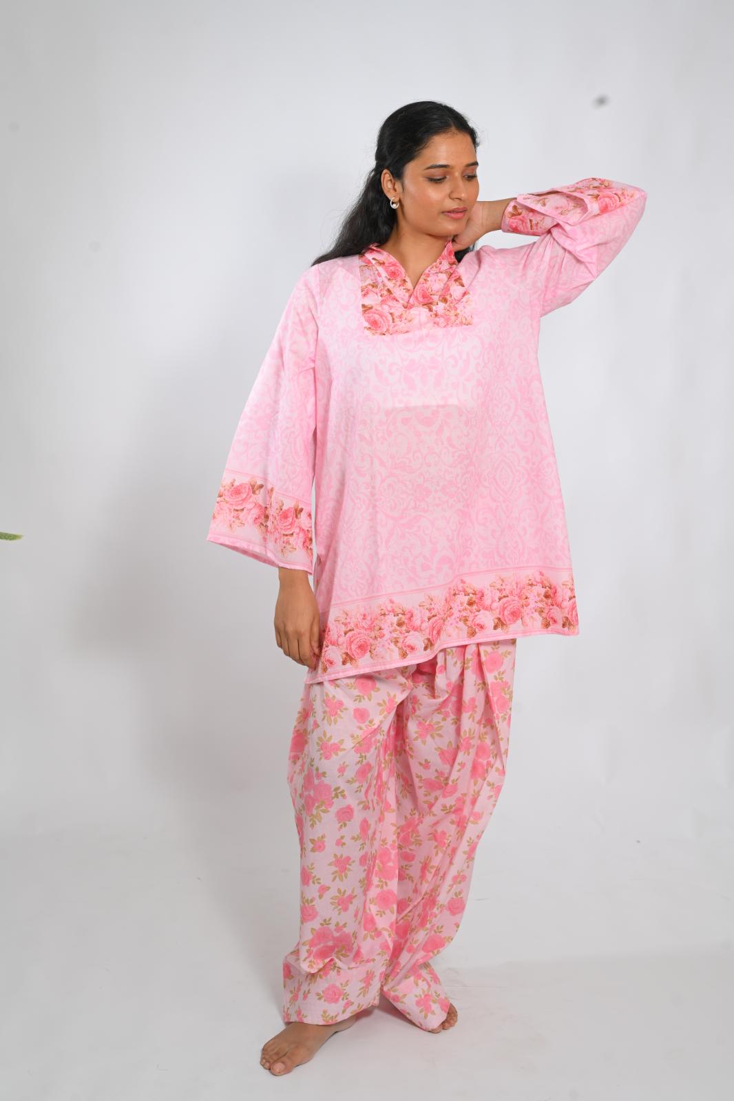 Blush Bouquet short top with Farshi Salwar