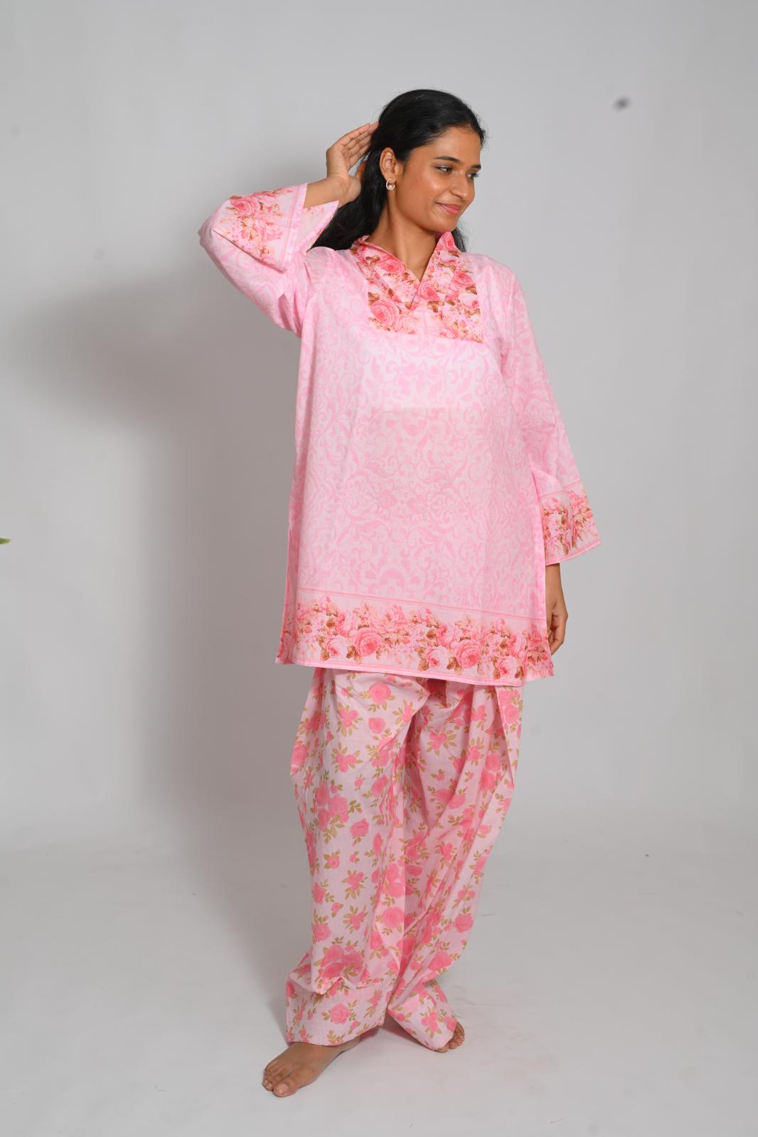 Blush Bouquet short top with Farshi Salwar