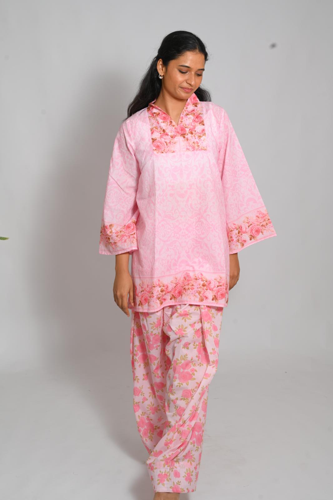 Blush Bouquet short top with Farshi Salwar