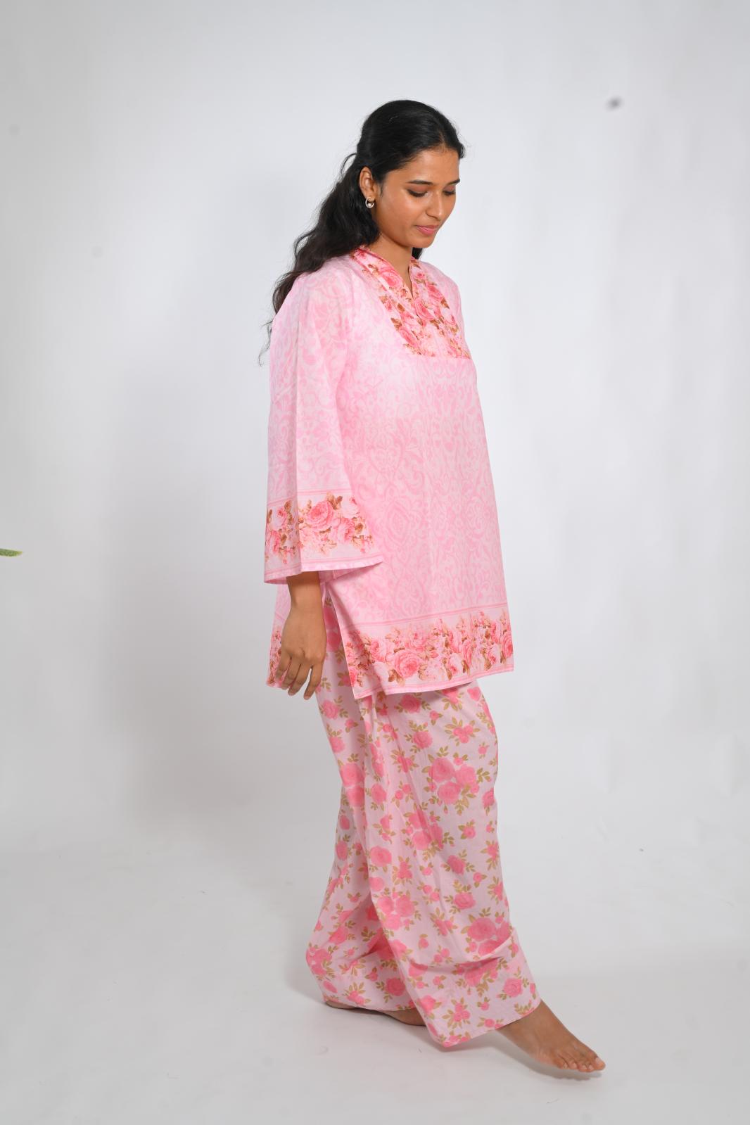 Blush Bouquet short top with Farshi Salwar