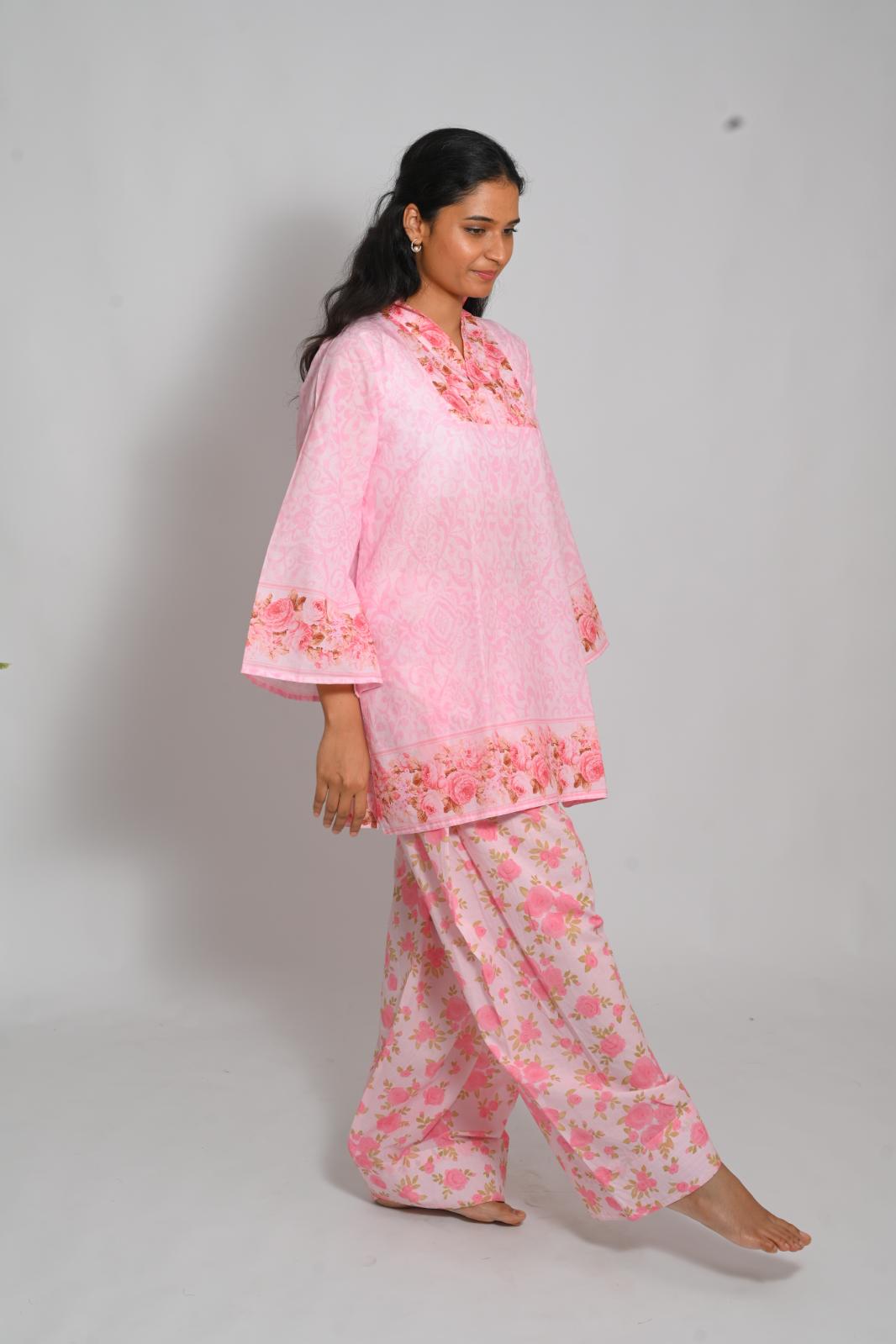 Blush Bouquet short top with Farshi Salwar