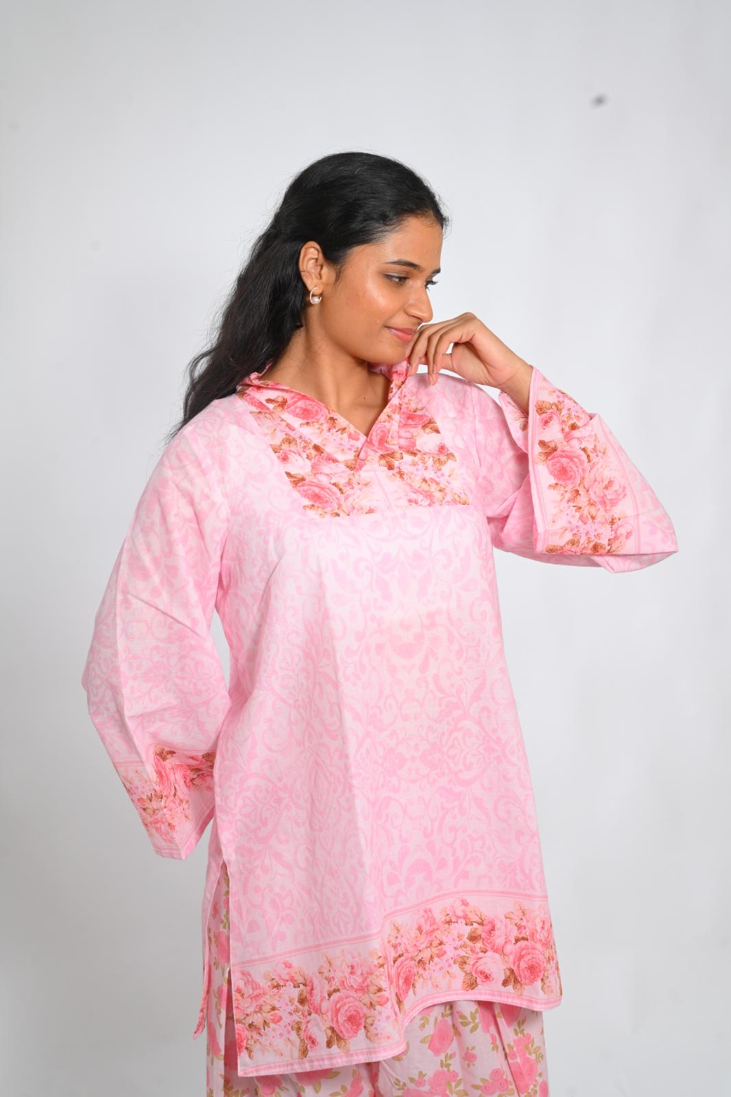 Blush Bouquet short top with Farshi Salwar