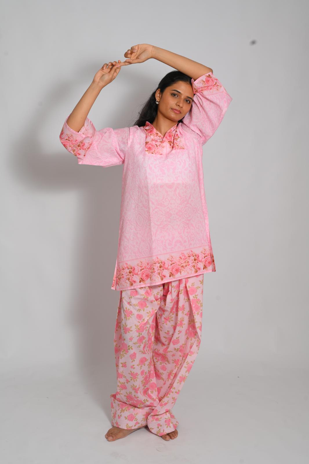 Blush Bouquet short top with Farshi Salwar