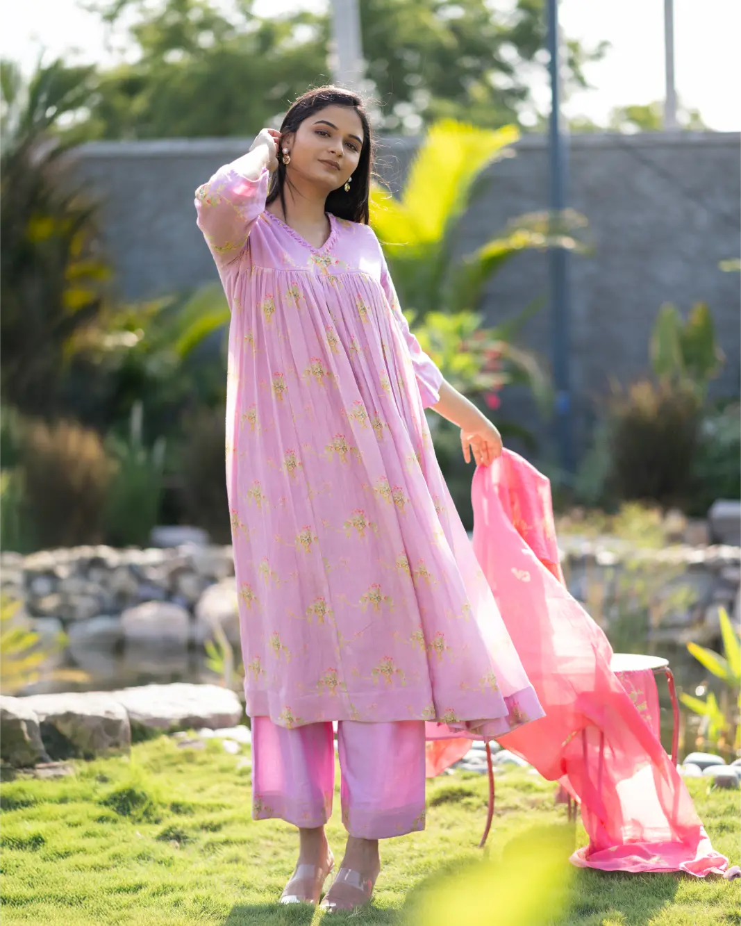 Amethyst Muse -- Vintage Purple Floral Print kurta Set