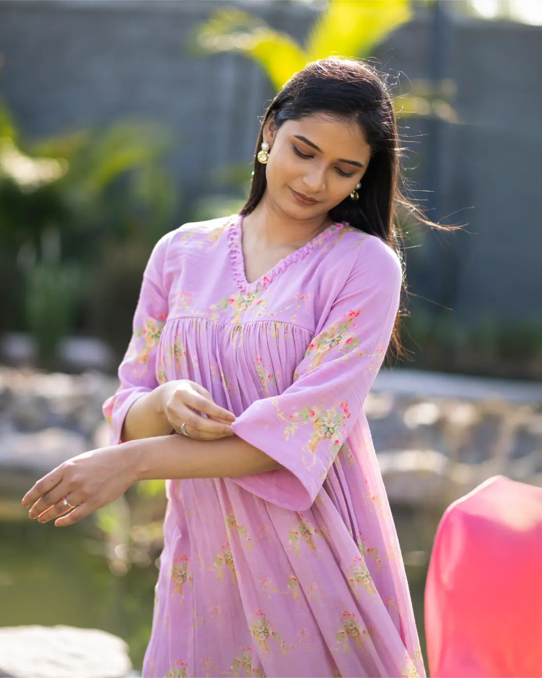 Amethyst Muse -- Vintage Purple Floral Print Kurta