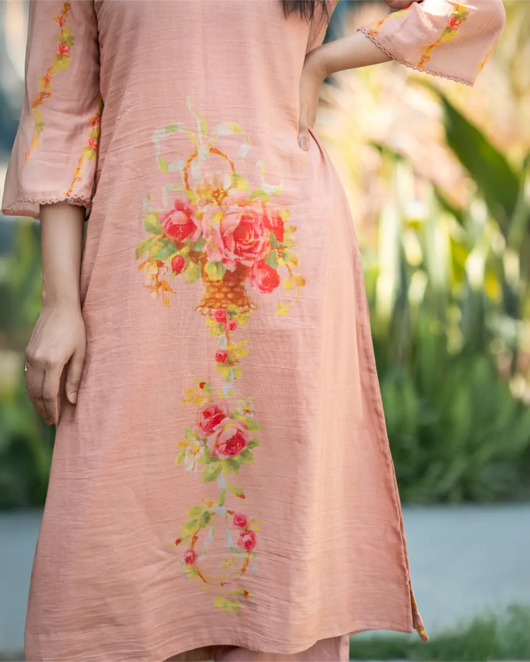 Crimson Vine Kurta Set With Dupatta