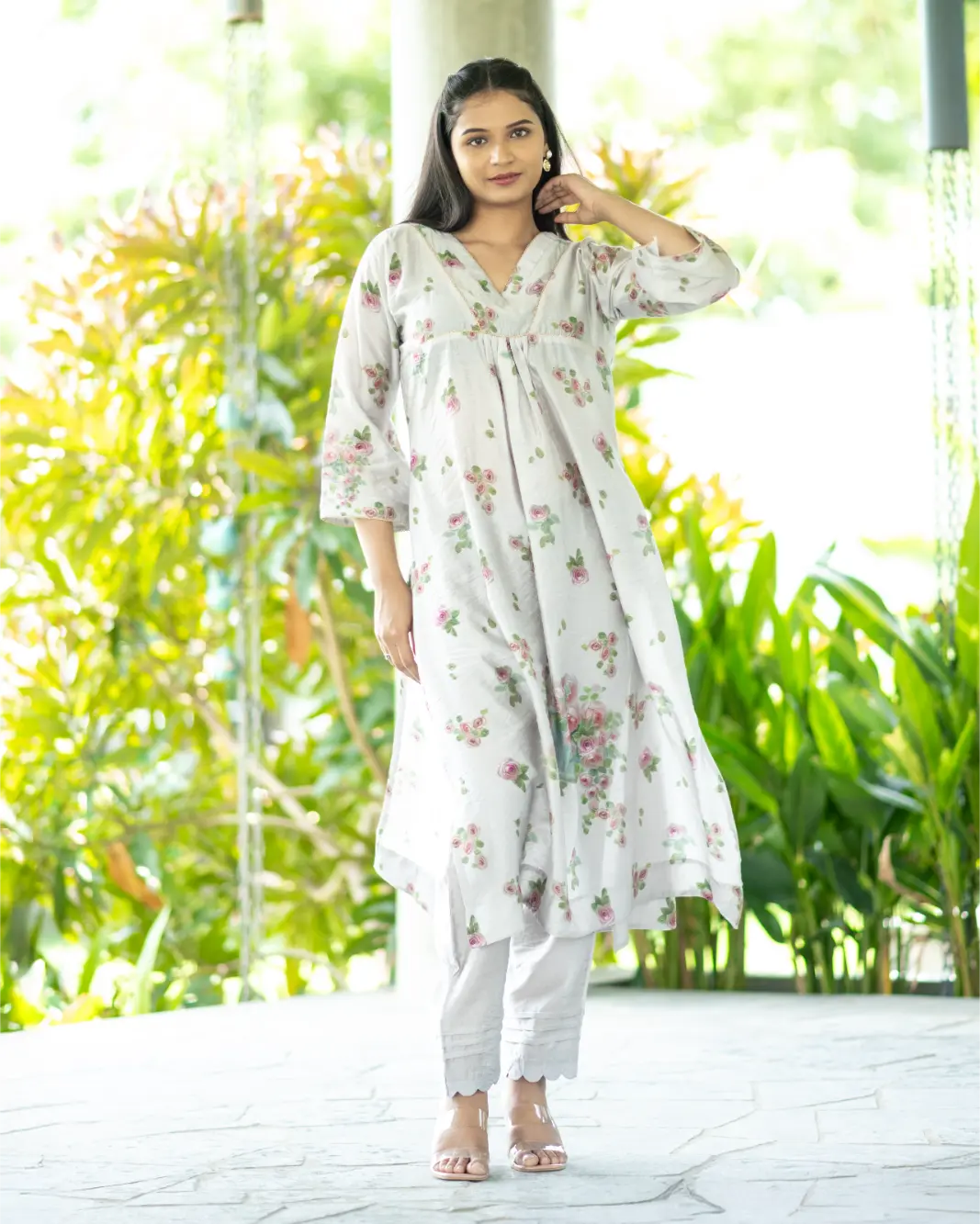 Smoke And Porcelain Kurta Set With Dupatta