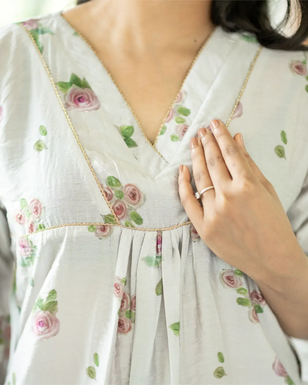 Smoke And Porcelain Kurta Set With Dupatta