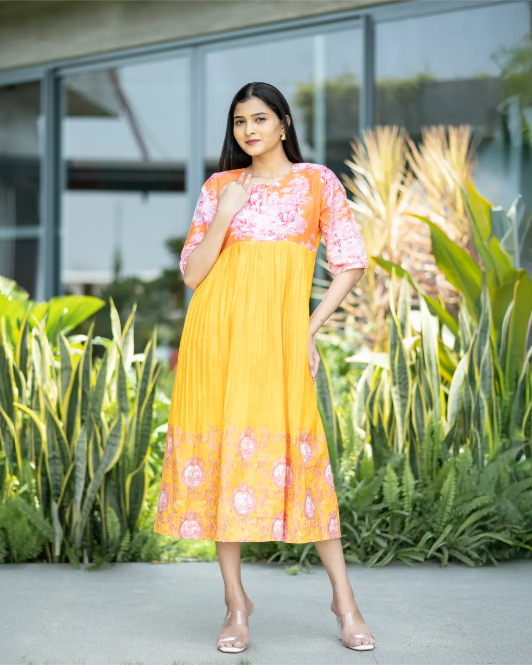 Electric Sorbet Printed Linen Dress