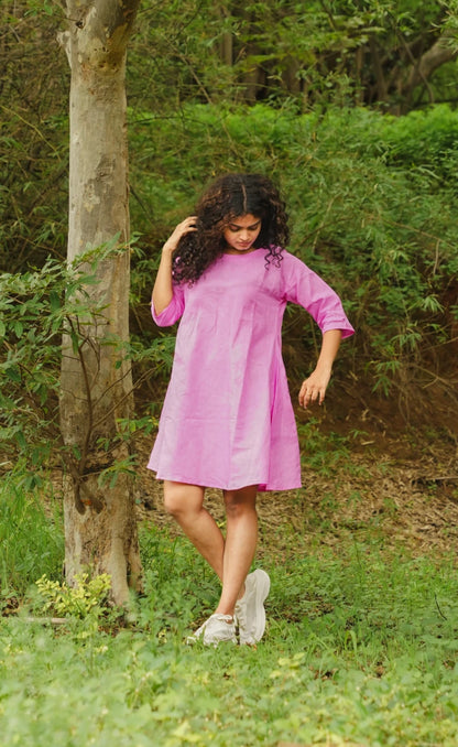 Linen Candy Pink Swift Dress