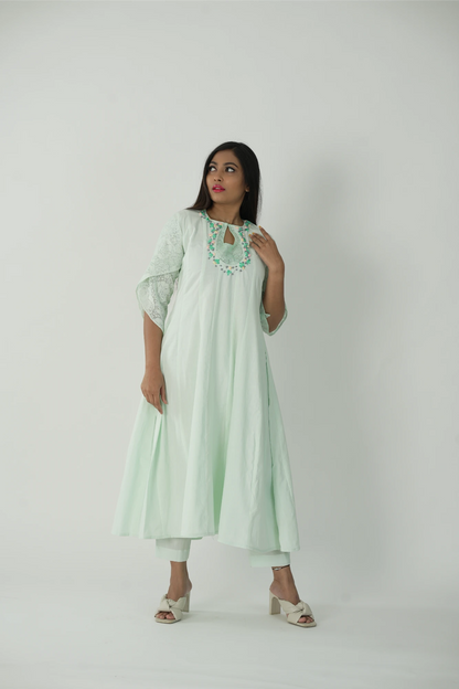 pastel green kurta set with dupatta