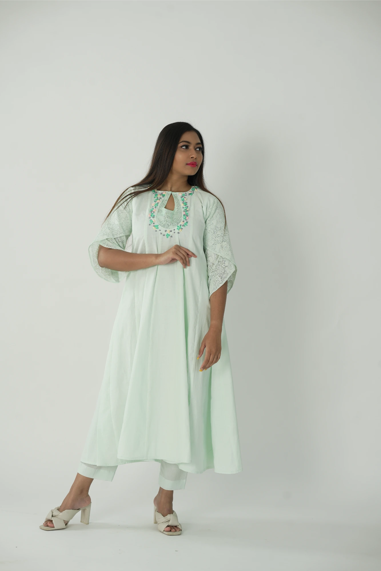 pastel green kurta set with dupatta