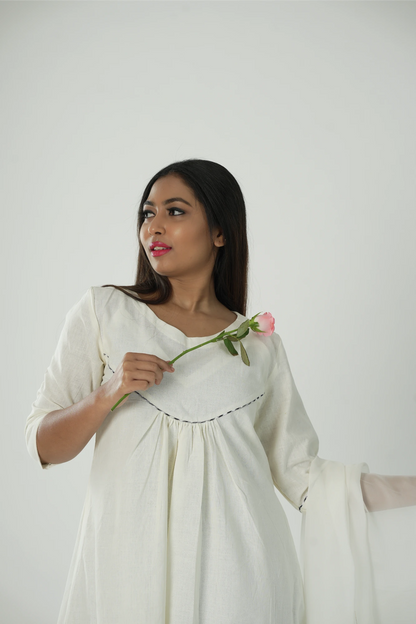 swan white kurta set with dupatta