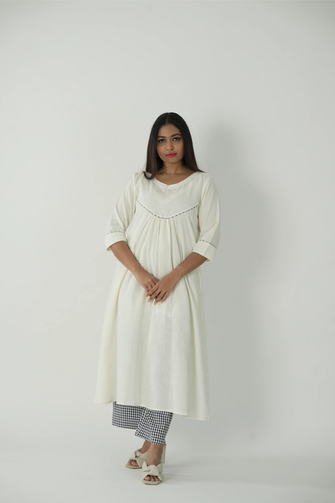 swan white kurta set with dupatta