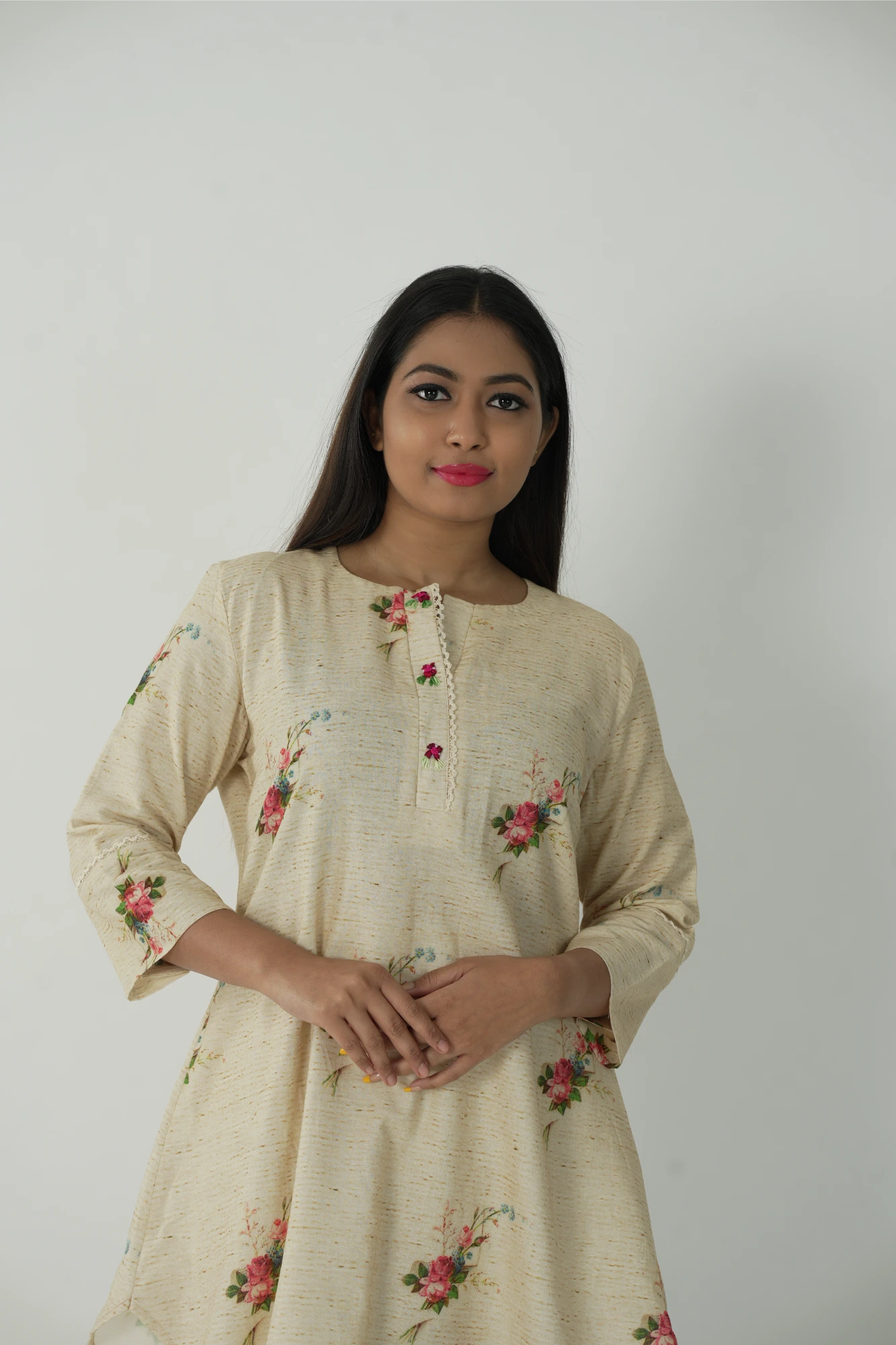 paper floral kurta