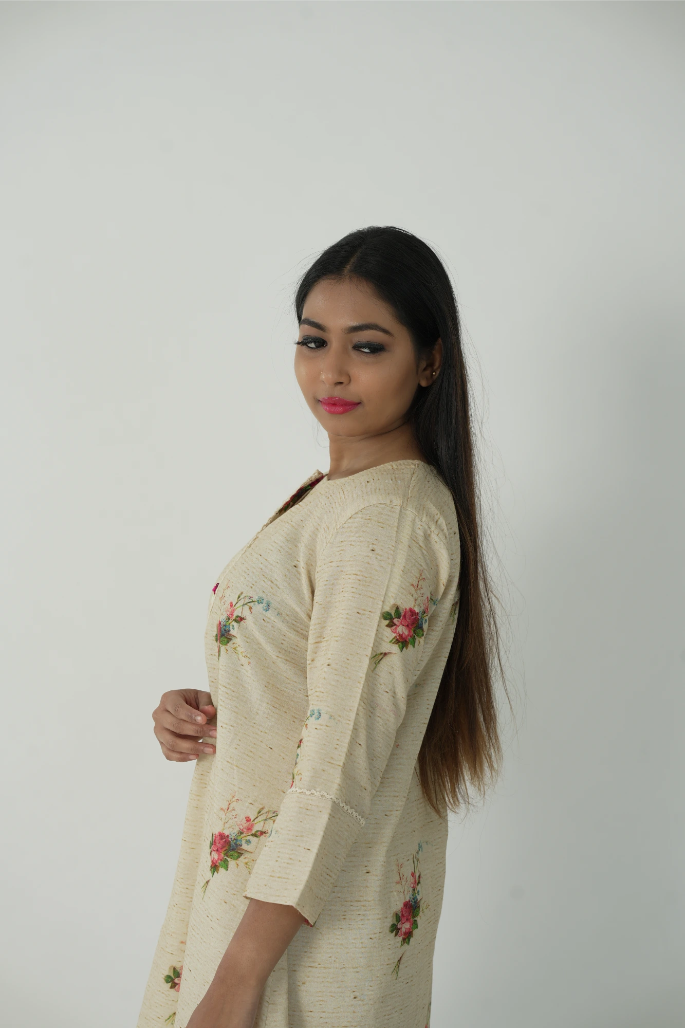 paper floral kurta