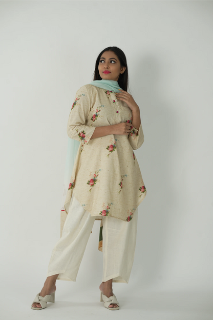 paper floral kurta