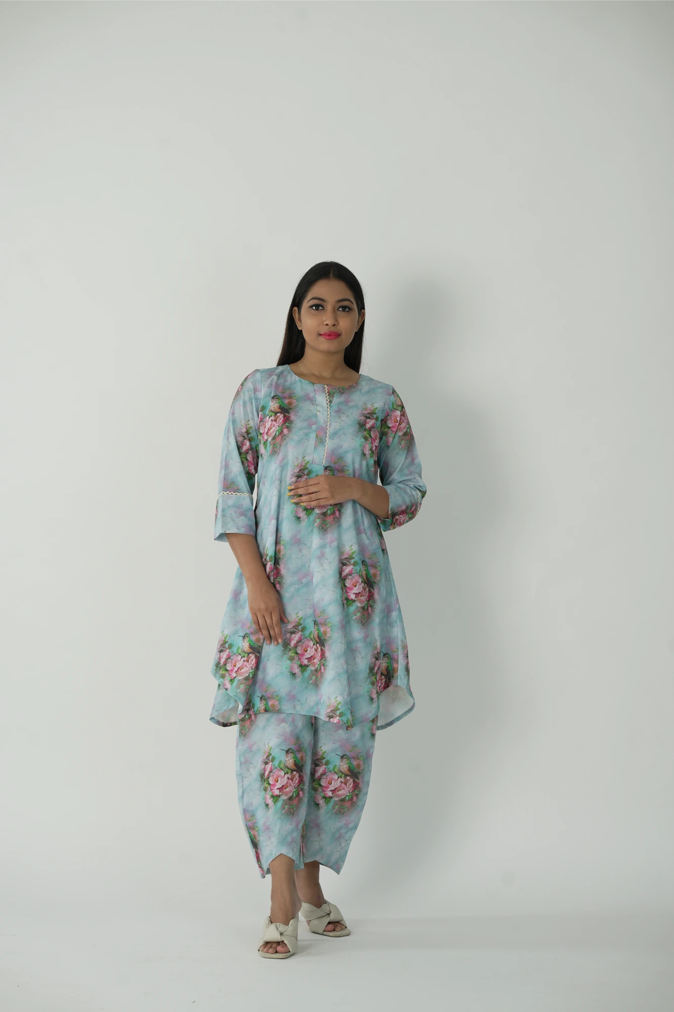 Sea blue printed co-ord (kurta set)