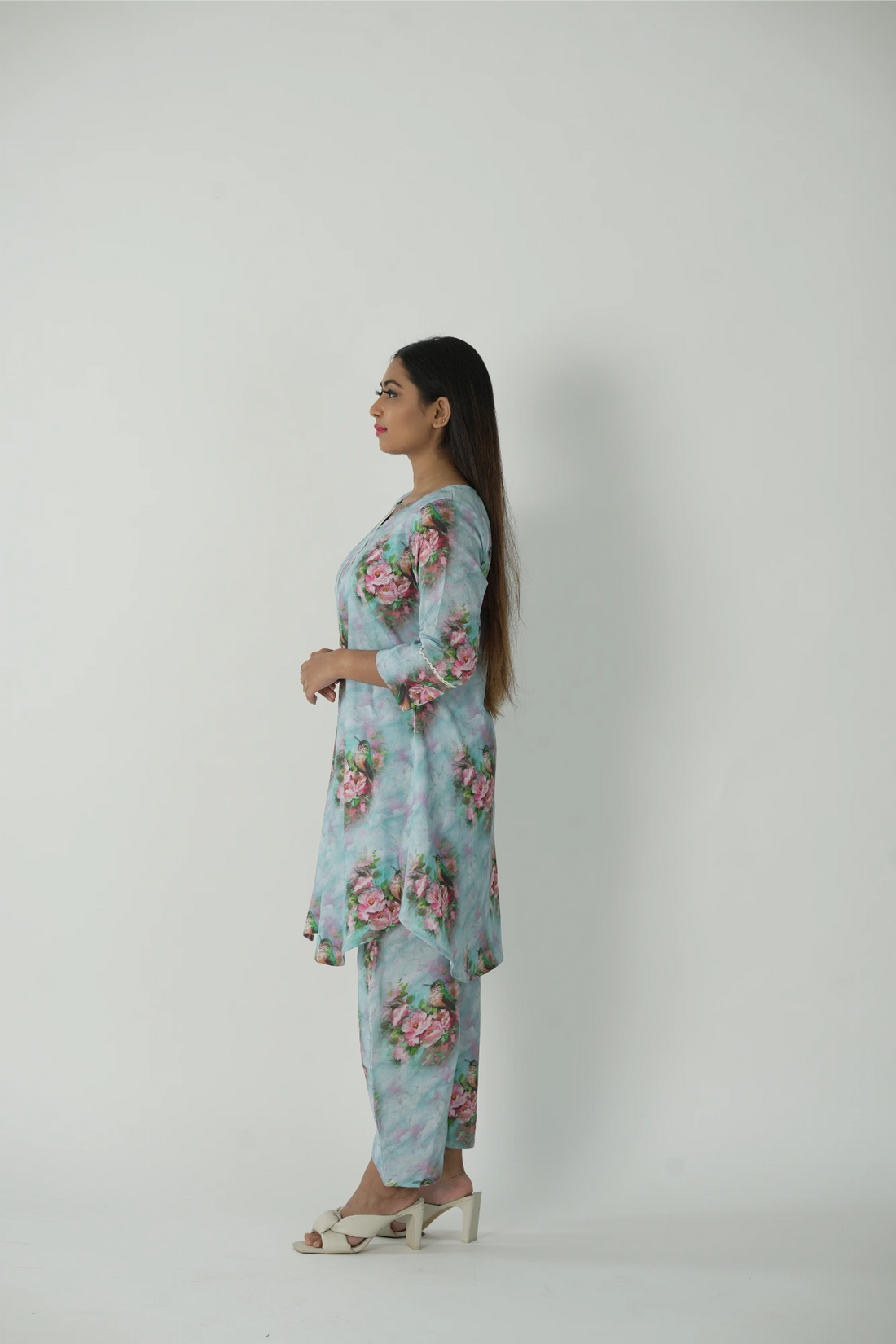 Sea blue printed co-ord (kurta set)