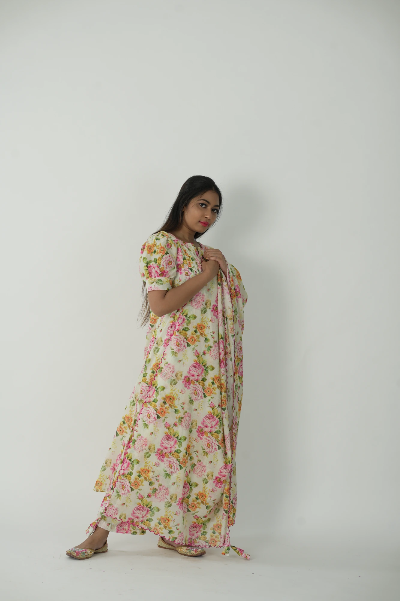 English bloom kurta set with dupatta (co-ord set)