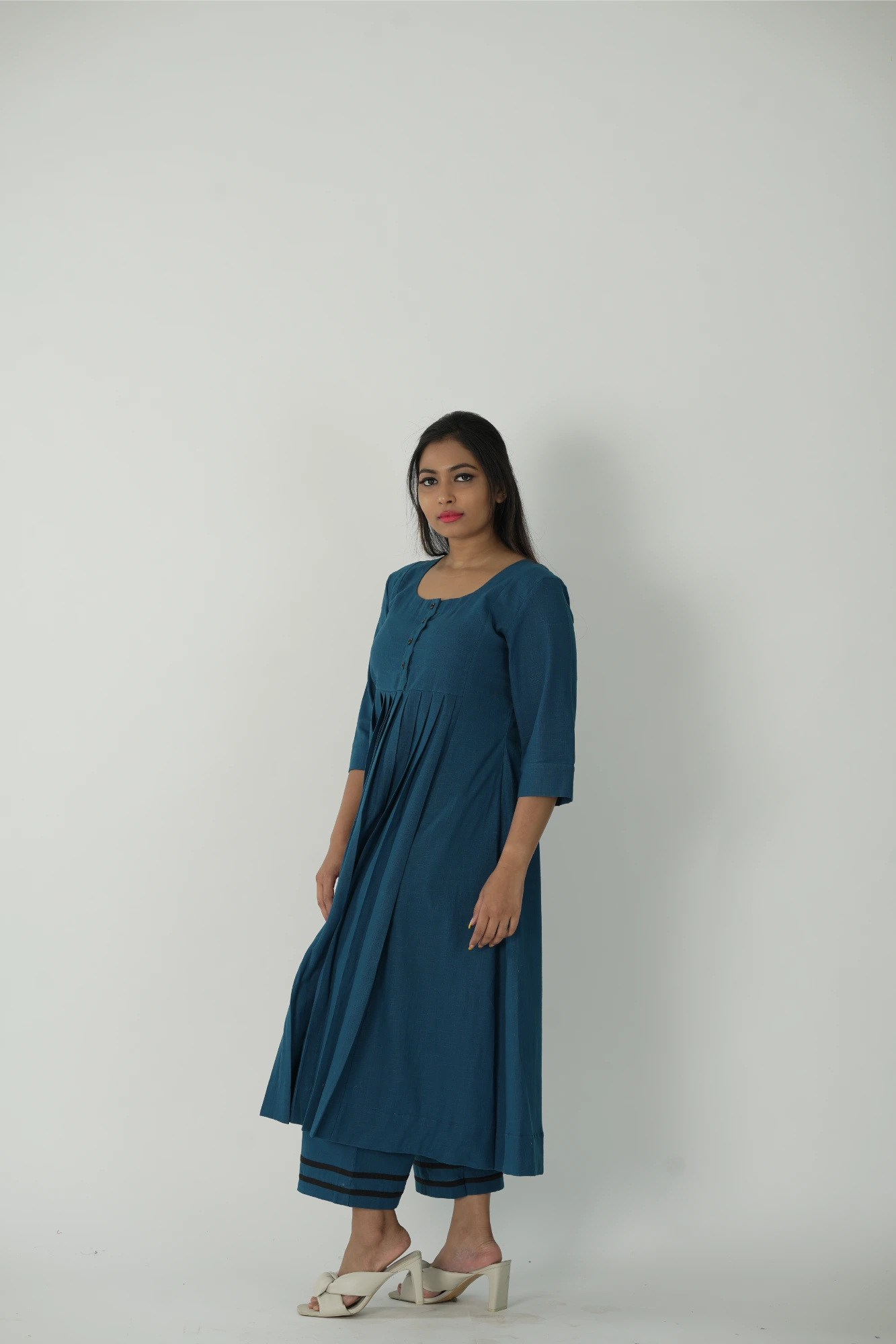 peacock blue kurta set (co-ord) with dupatta