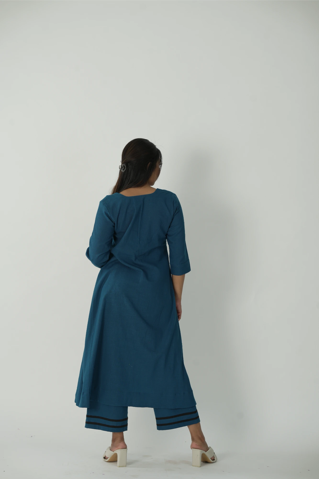 peacock blue kurta set (co-ord) with dupatta