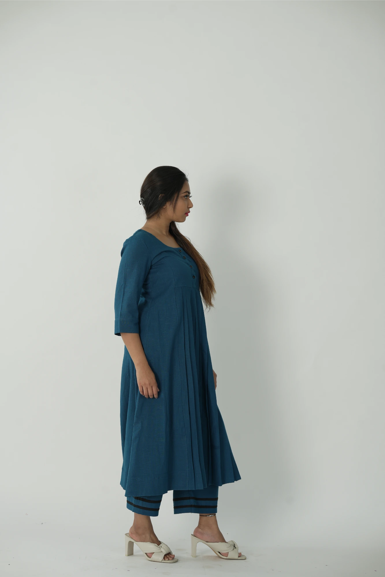 peacock blue kurta set (co-ord) with dupatta