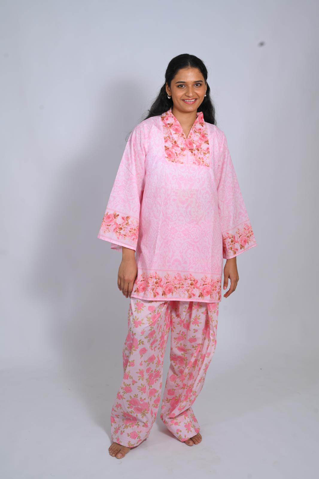 Blush Bouquet short top with Farshi Salwar
