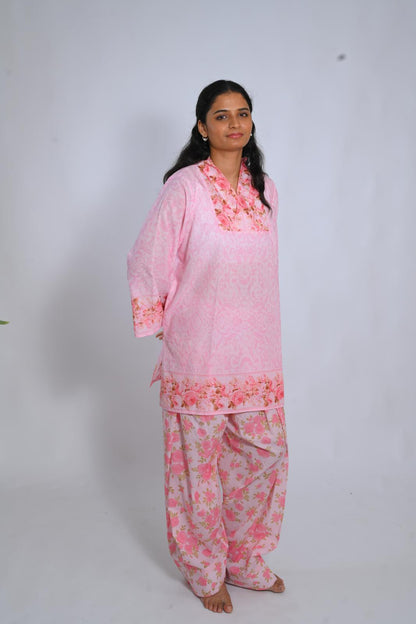 Blush Bouquet short top with Farshi Salwar