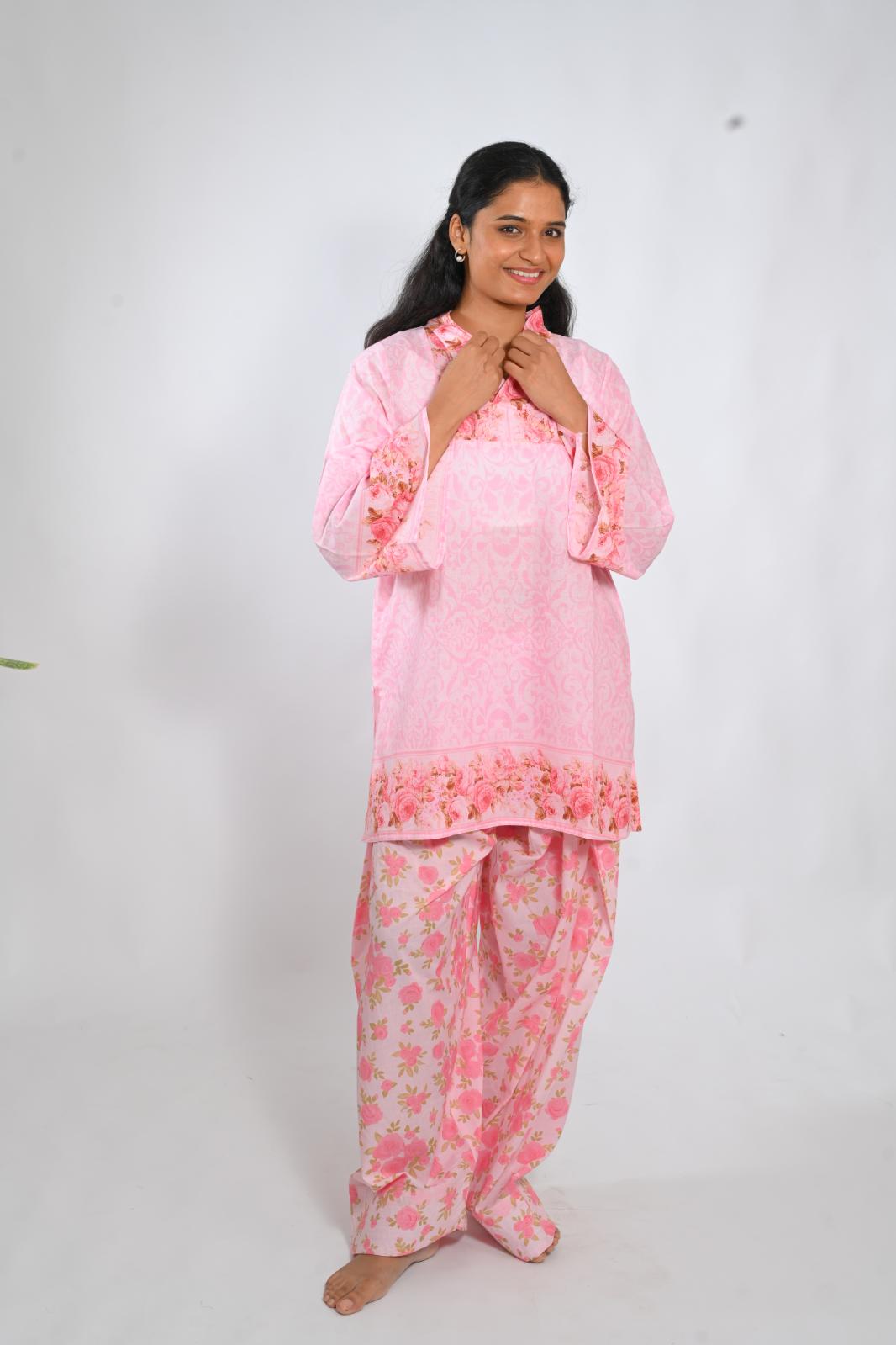 Blush Bouquet short top with Farshi Salwar