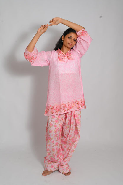 Blush Bouquet short top with Farshi Salwar