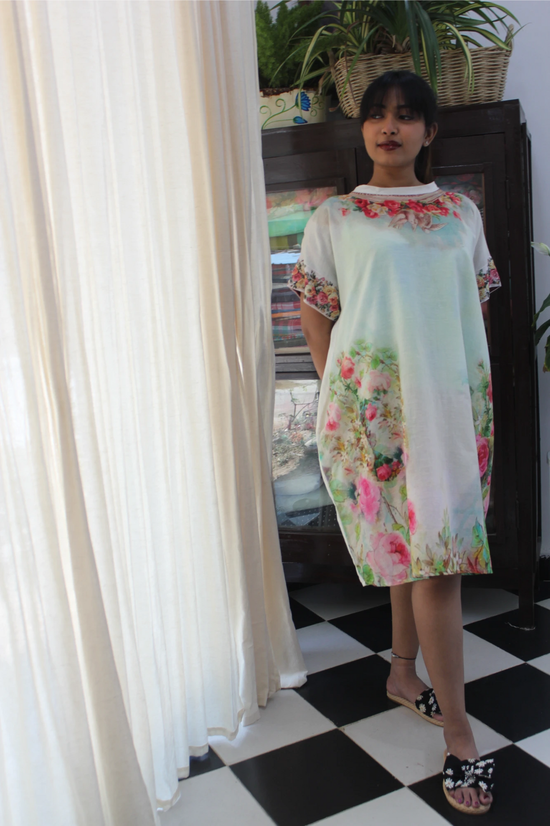 Japanese floral T shirt dress