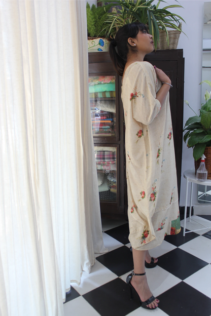 Paper floral kaftan dress