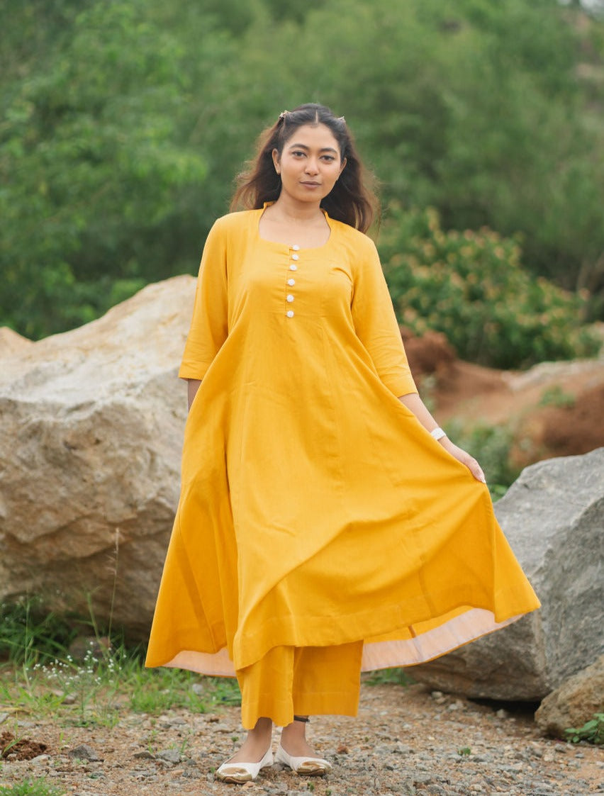 Golden Marigold Cotton kurta set ( co ord)