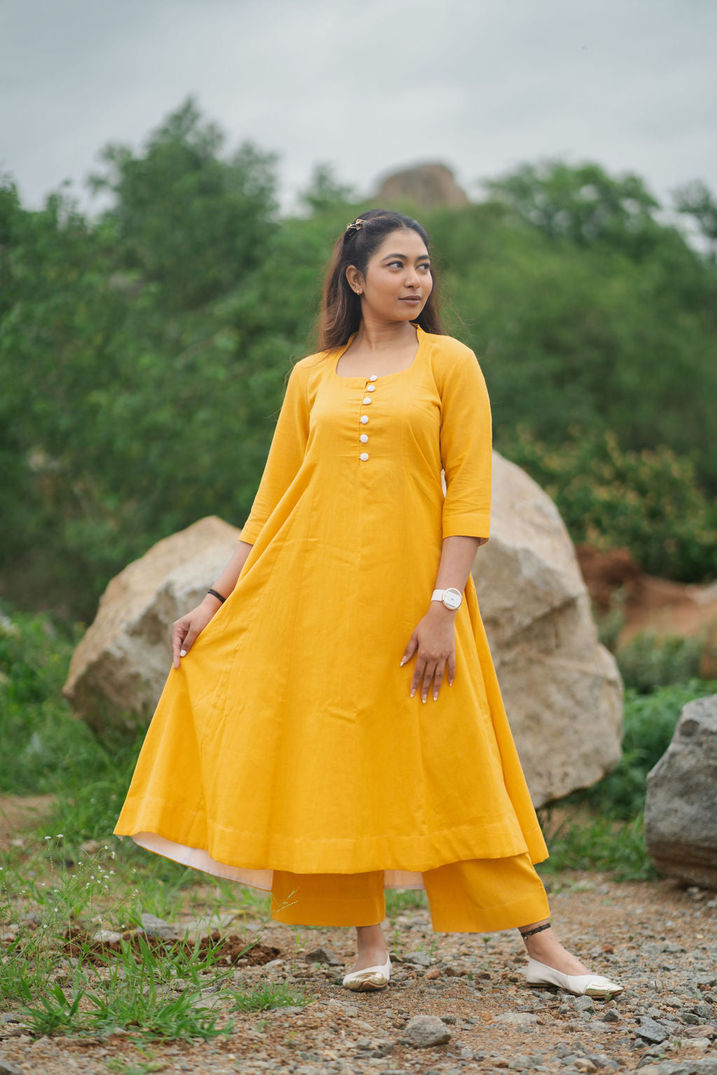 Golden Marigold Cotton kurta set ( co ord)