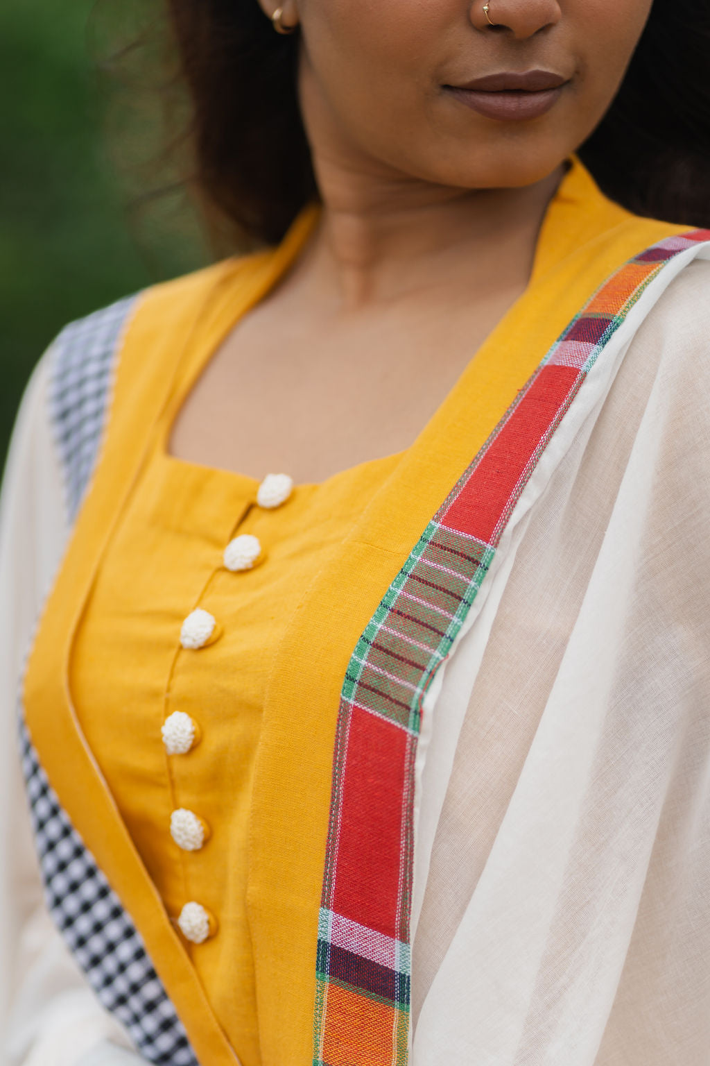 Golden Marigold Cotton kurta set with Dupatta.