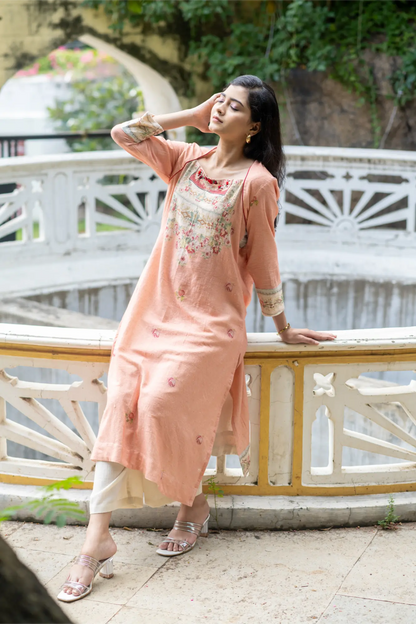 peach Petal Grace kurta