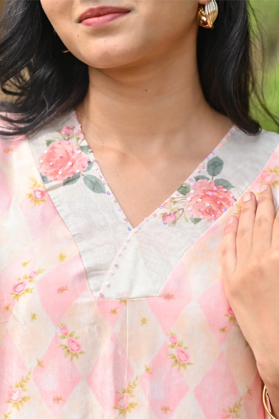 Blush Bloom Silk Phiran