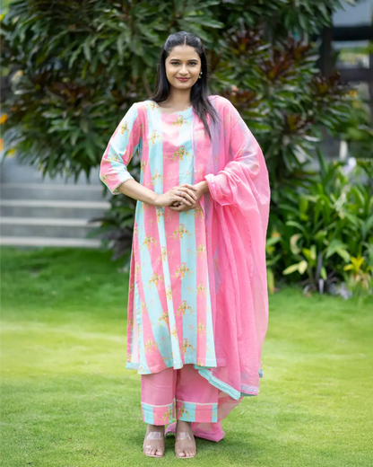 Retro Tide Kurta Set With Dupatta