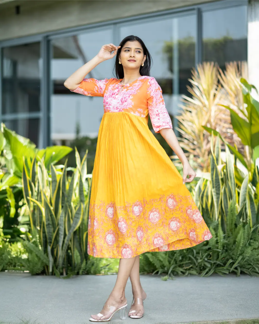 Electric Sorbet Printed Linen Dress