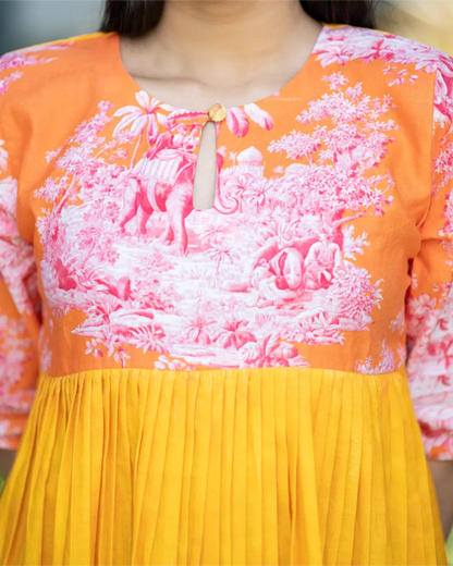 Electric Sorbet Printed Linen Dress