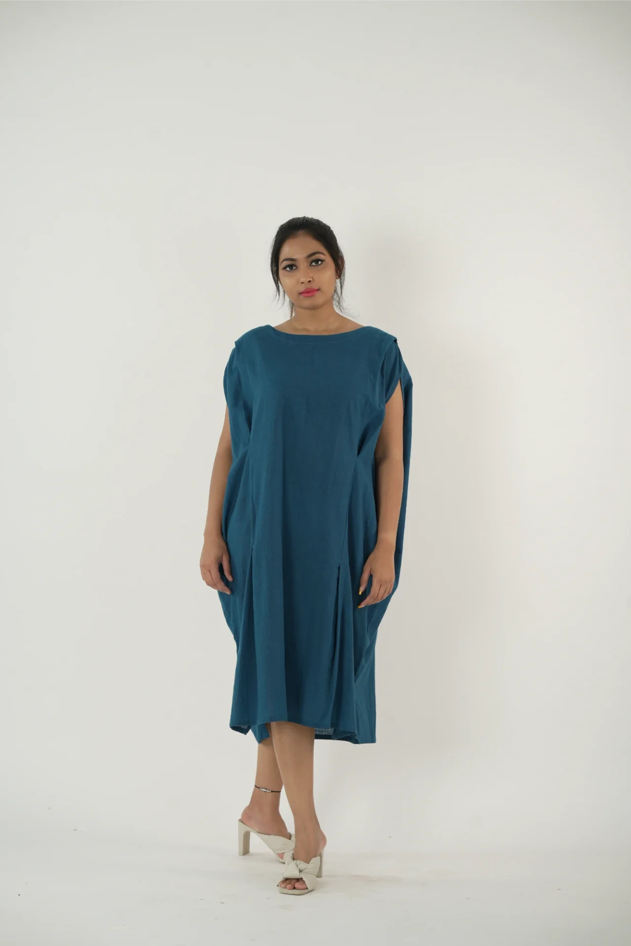 Peacock blue cape dress (summer wear)