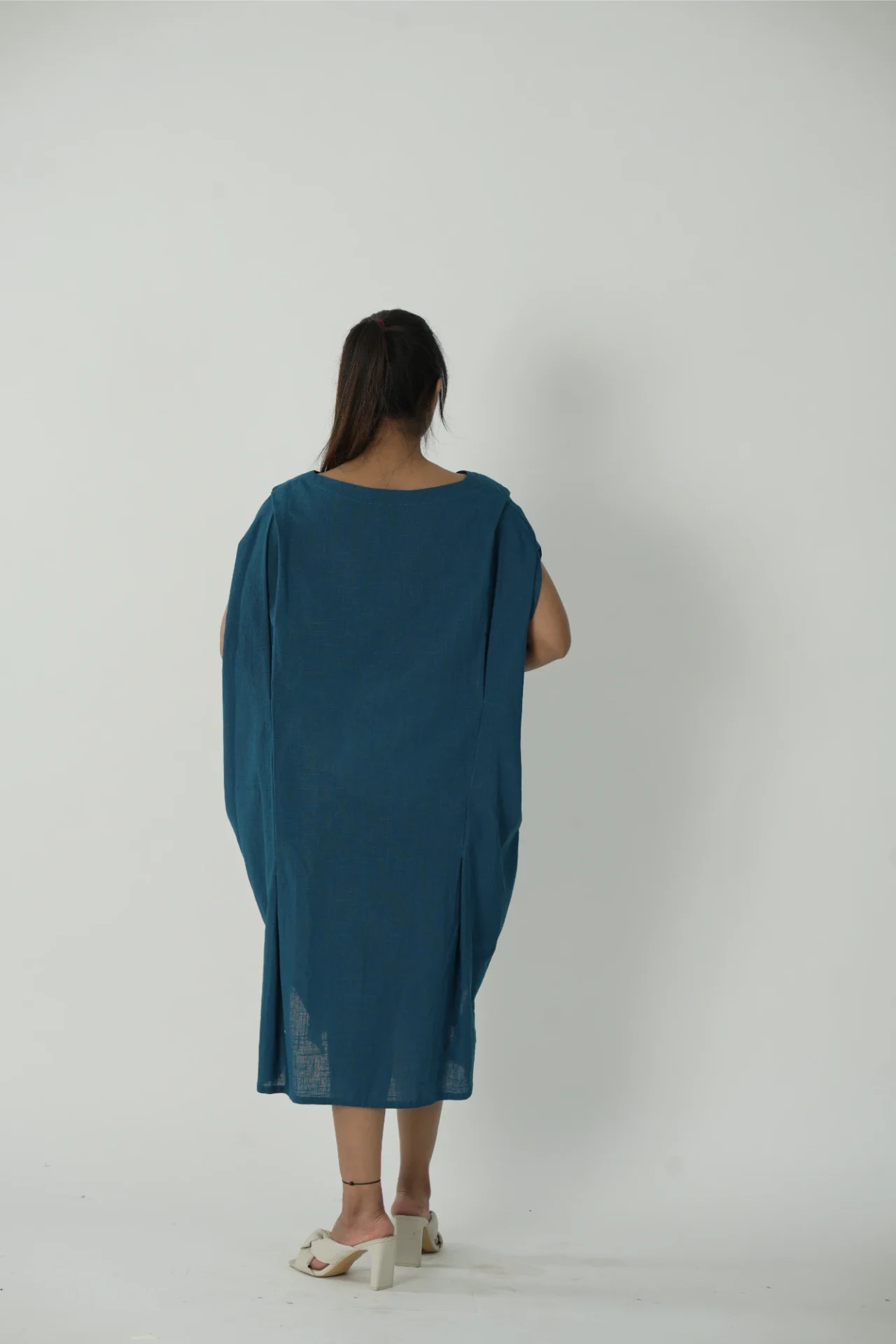 Peacock blue cape dress (summer wear)