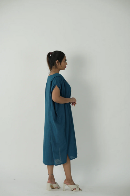 Peacock blue cape dress (summer wear)