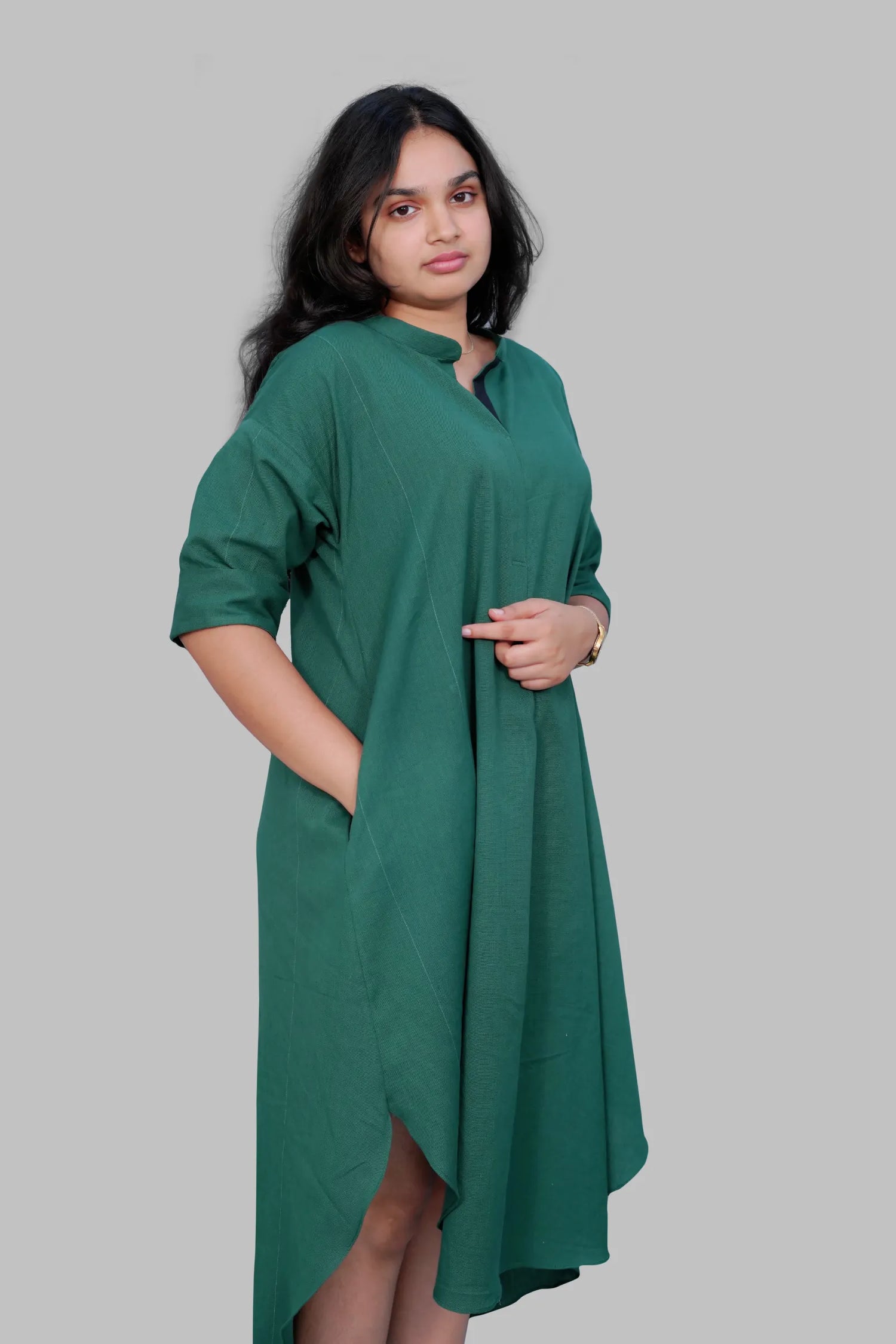 Green shirt dress